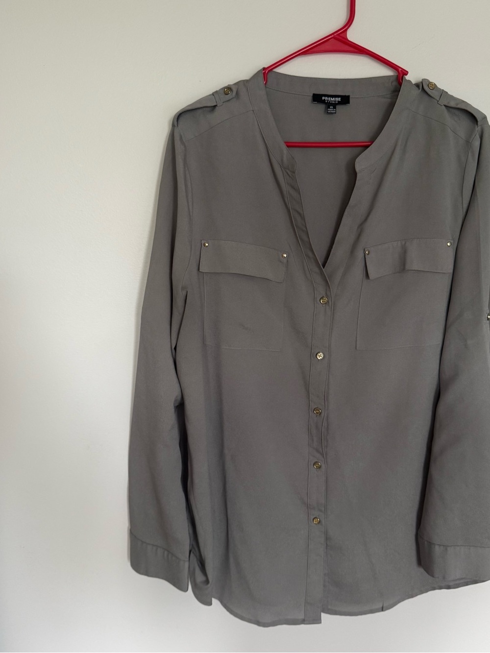 Premise Grey Button-Down Blouse